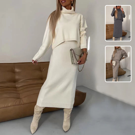 Anna - Elegant Harmony Set Midikleid Mit Rollkragen