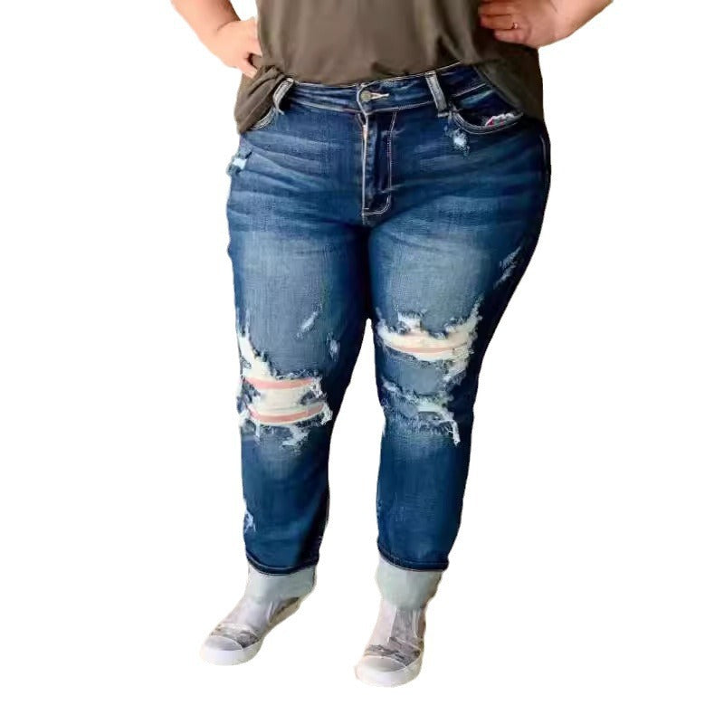 Zerrissene Boyfriend Jeans Mit Bündchen