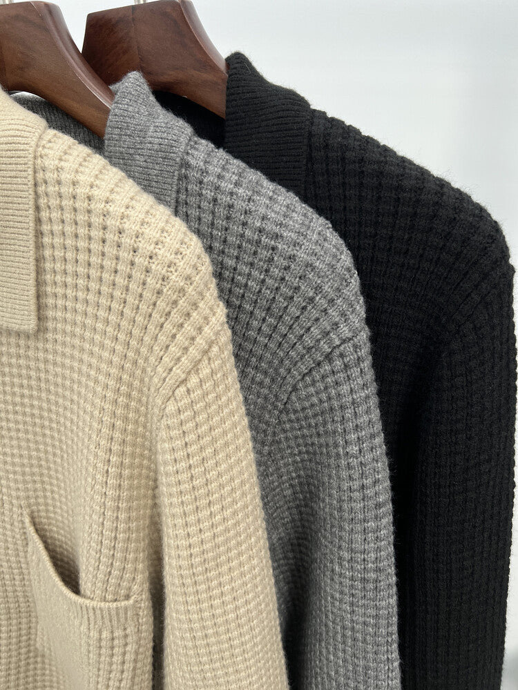 Ahmad – Stylischer Waffel-cardigan Für Herren