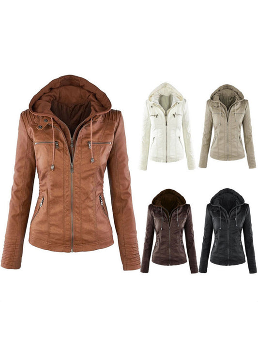 Wolff - Damen Lederjacke Mit Kapuze
