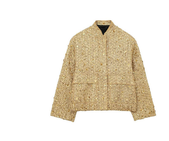 Yana - Goldfarbene Pailletten-jacke