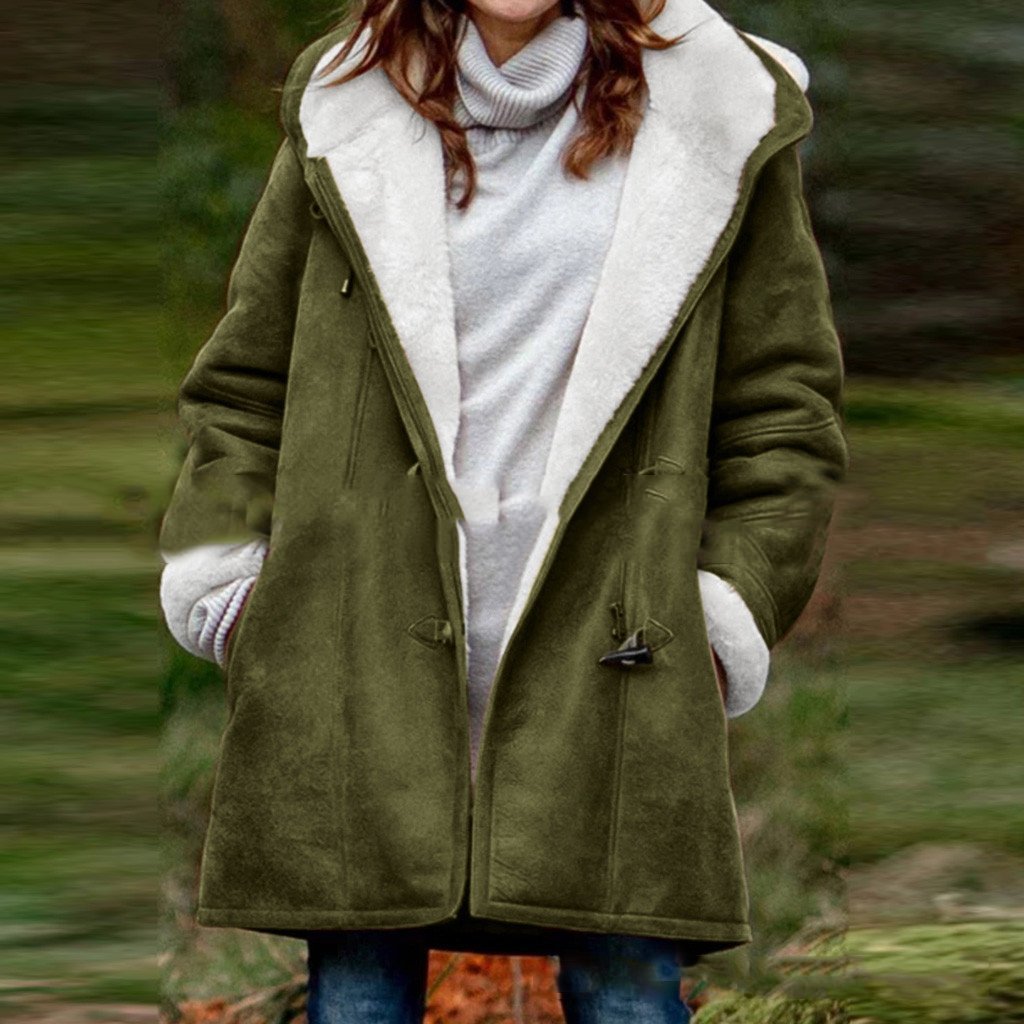 Yarelli - Hochwertige Fleecejacke Aus Wildleder Mit Halblanger Kapuze
