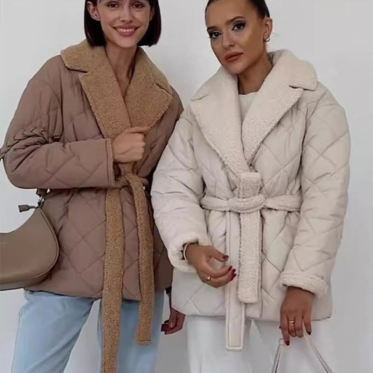 Carla - Luxuriöse Wickel-pufferjacke Für Damen Mit Gürtelbund