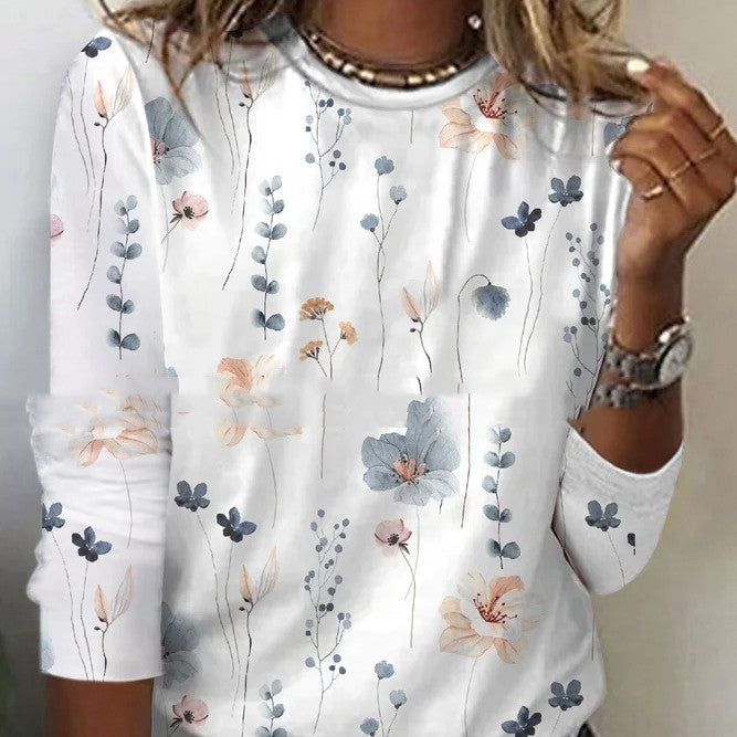 Victoria – T-shirt Mit Blumendruck Und Rundhalsausschnitt Für Den Frühling