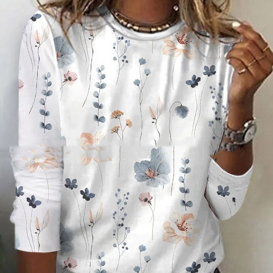 Victoria – T-shirt Mit Blumendruck Und Rundhalsausschnitt Für Den Frühling