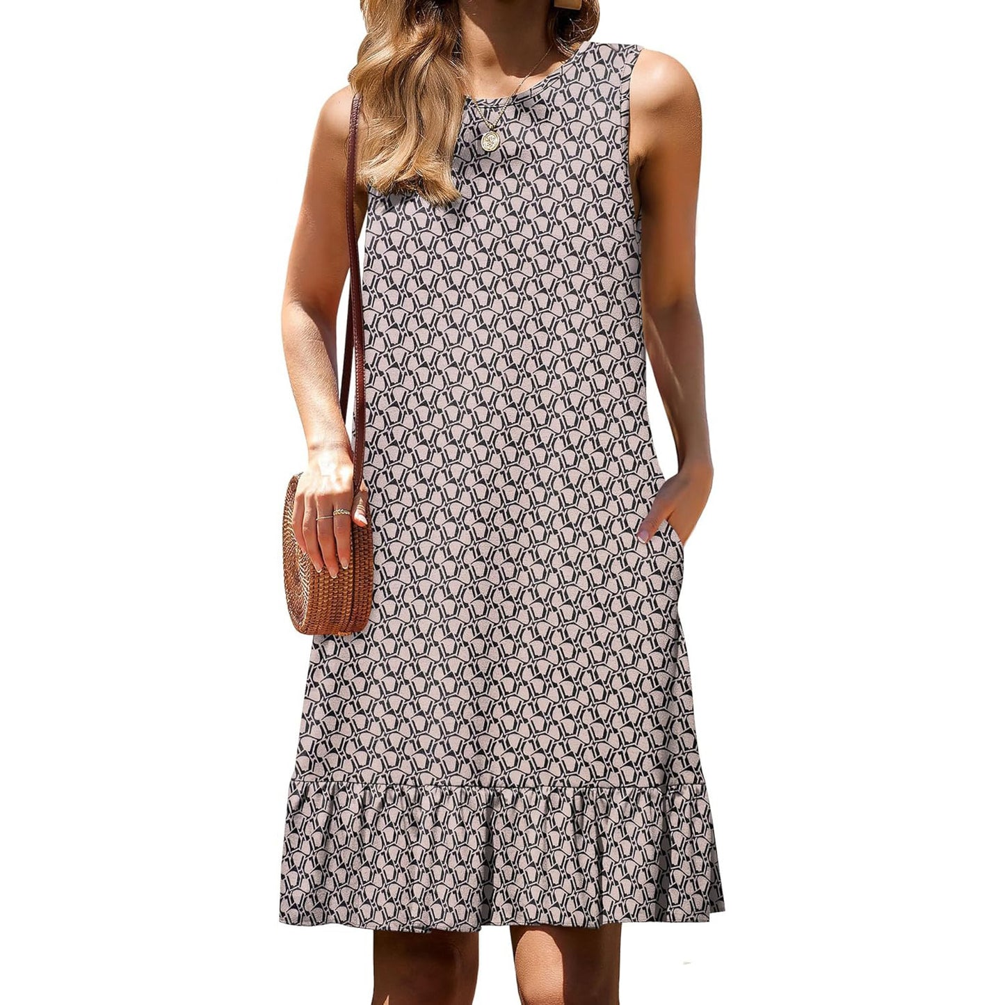 Zoe – Ärmelloses Boho-midikleid Mit Allover-print