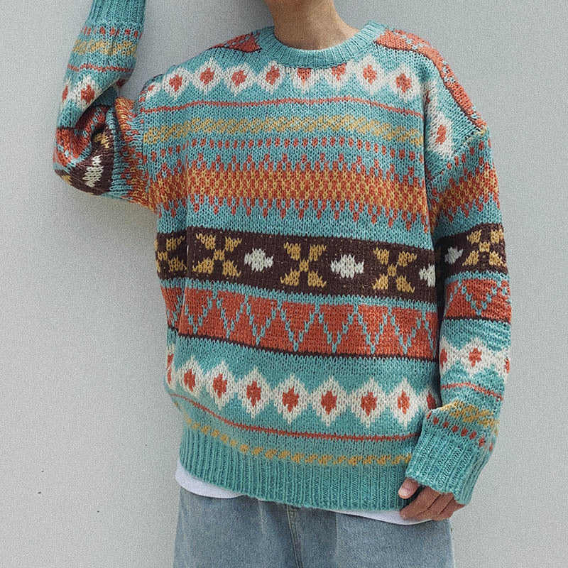 Alfonso – Retro-strickpullover Mit Rundhalsausschnitt Für Herren