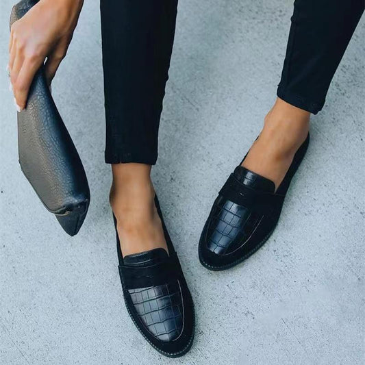 Alliah - Schwarze Glänzende Schuhe Mit Musterdesign