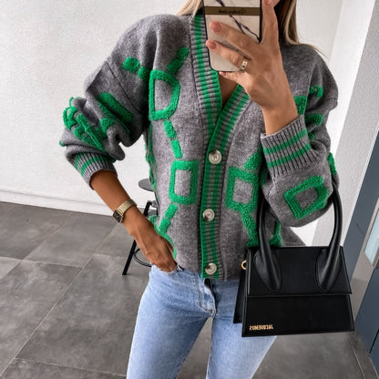 Zoe – Kontrast-cardigan Mit V-ausschnitt Für Den Frühling