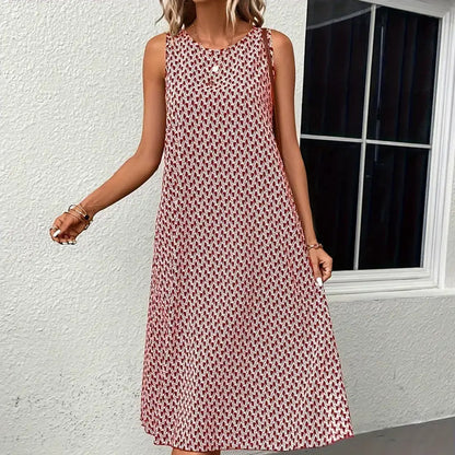 Zoe – Ärmelloses Boho-midikleid Mit Allover-print