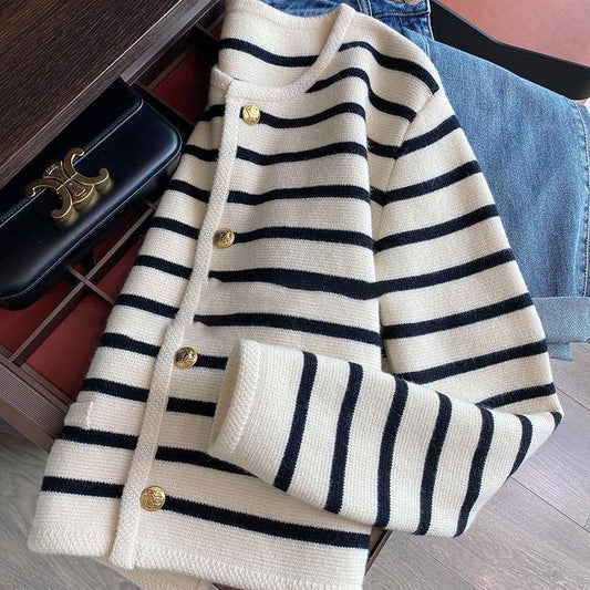 Stella - Pullover Mit Op-ausschnitt Und Streifen