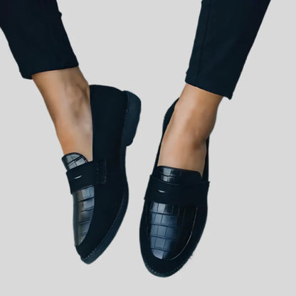 Alliah - Schwarze Glänzende Schuhe Mit Musterdesign