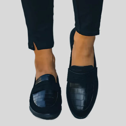 Alliah - Schwarze Glänzende Schuhe Mit Musterdesign