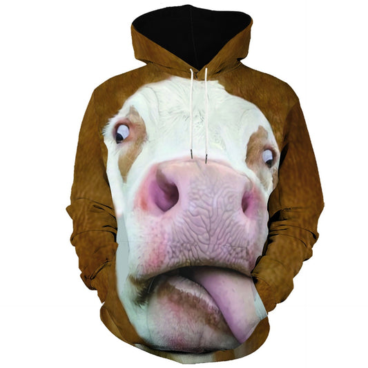 Anthony – Lustiger Kapuzenpullover Mit Kuh-print