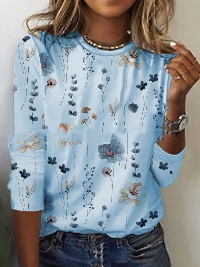 Victoria – T-shirt Mit Blumendruck Und Rundhalsausschnitt Für Den Frühling