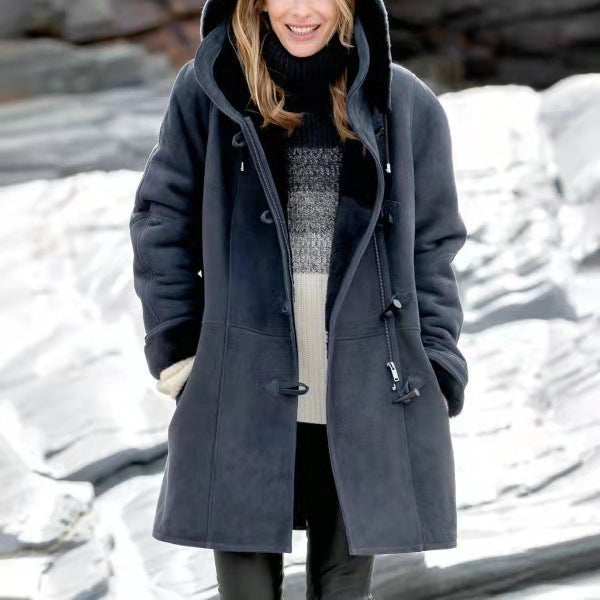 Yarelli - Hochwertige Fleecejacke Aus Wildleder Mit Halblanger Kapuze