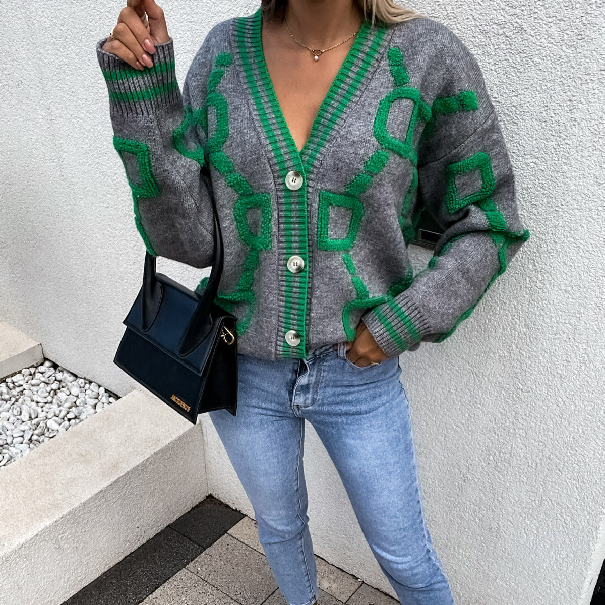 Zoe – Kontrast-cardigan Mit V-ausschnitt Für Den Frühling