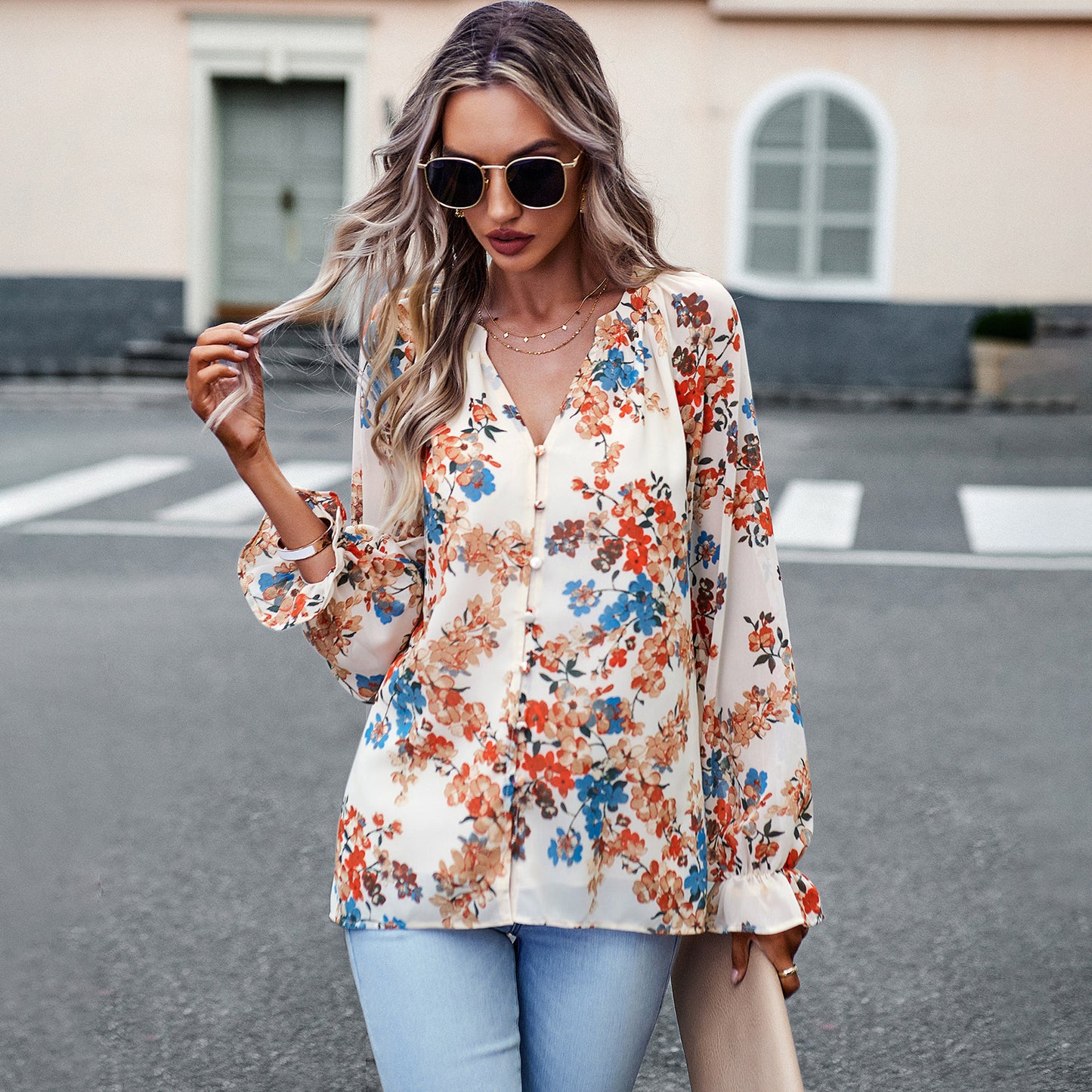 Abby – Langarmbluse Mit Blumen