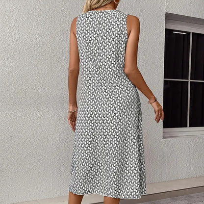 Zoe – Ärmelloses Boho-midikleid Mit Allover-print