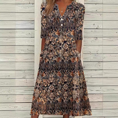 Abigail – Midikleid Mit Blumendruck Und 3/4-armeln