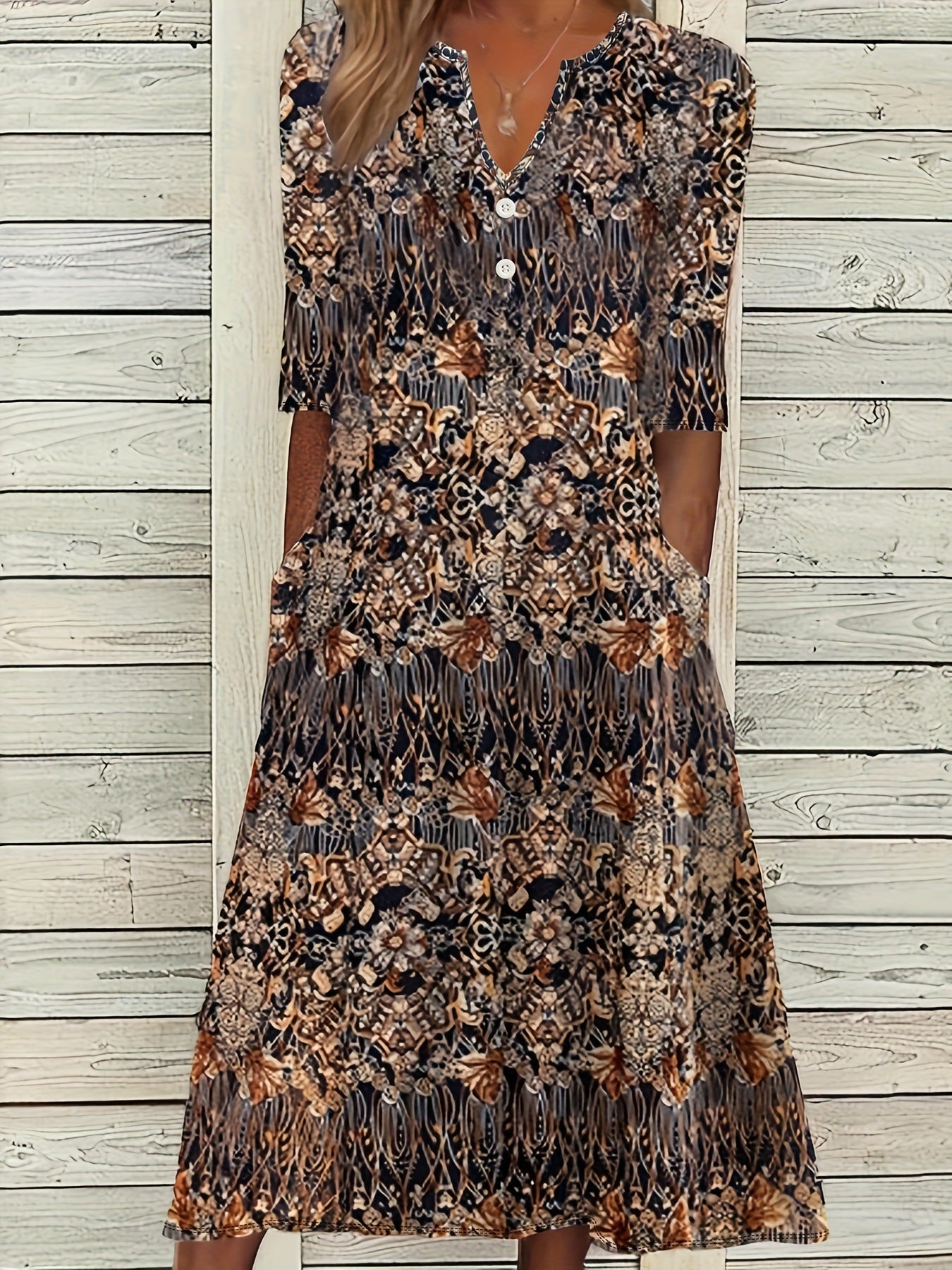 Abigail – Midikleid Mit Blumendruck Und 3/4-armeln