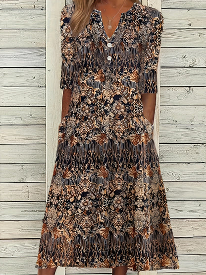 Abigail – Midikleid Mit Blumendruck Und 3/4-armeln