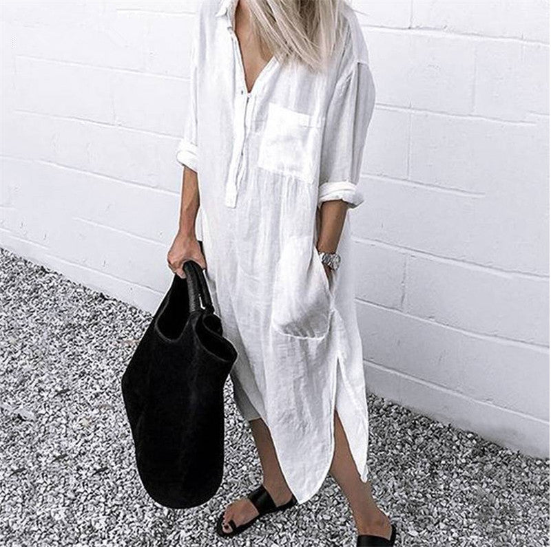 Aileen - Super Schönes Und Sehr Elegantes Maxi-leinenkleid, Ideal Für Den Sommer