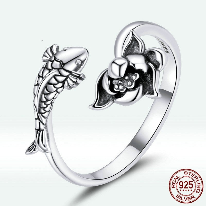 Augusta - Koi und Lotus verstellbarer Ring