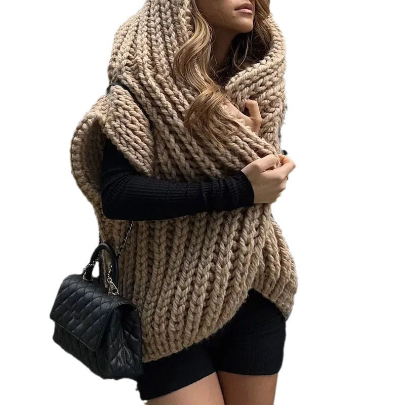 Zoie - Grob Gestrickte Strickweste Mit Kapuze