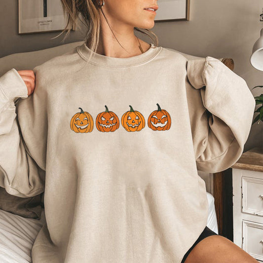 Afra – Halloween-pullover Mit Rundhalsausschnitt Und Kürbismotiv Für Damen