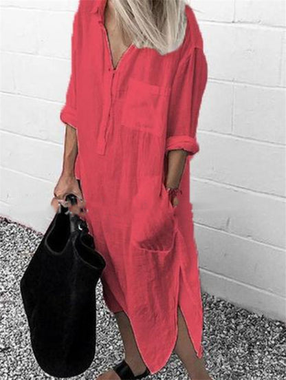 Aileen - Super Schönes Und Sehr Elegantes Maxi-leinenkleid, Ideal Für Den Sommer