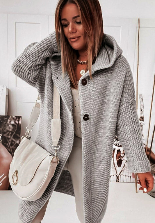 Yelena - Langärmlige Strickjacke Mit Kapuze