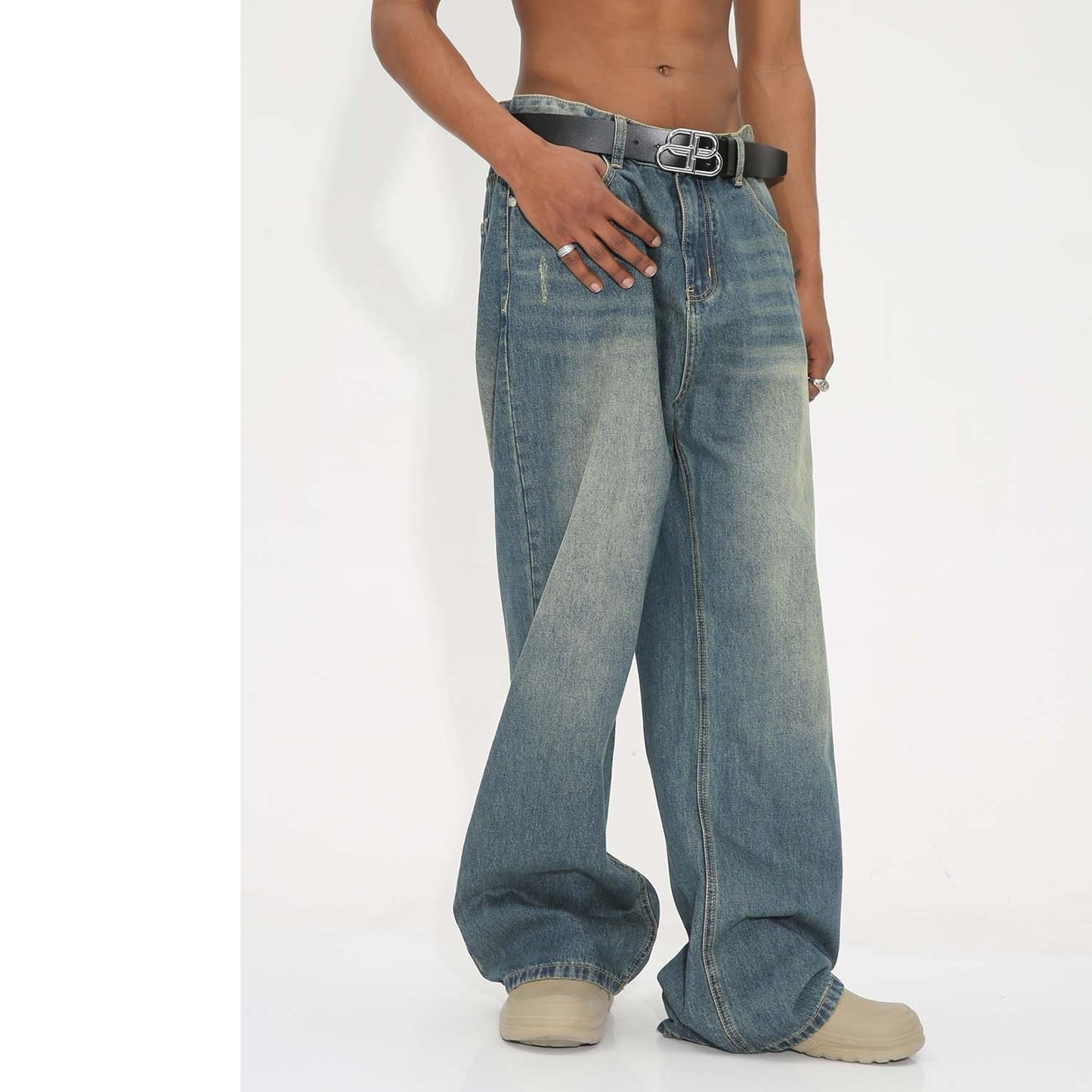 Weldon - Gewaschene Retro Weite Jeans