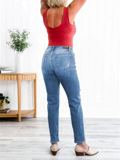 Zerrissene Boyfriend Jeans Mit Bündchen